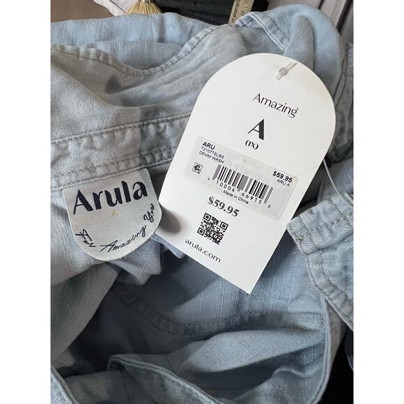 Arula Women’s Button-Down Denim Shirt Size 1X - Light Wash NWT - Picture 6 of 8